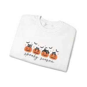 Spooky Season Sweatshirt, Cozy Fall Crewneck, Halloween Sweatshirt, Cat & Pumpkin Sweater, Unisex Halloween Apparel