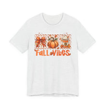 Load image into Gallery viewer, Fall Vibes Unisex Tee, Cozy Autumn Shirt, Pumpkin Spice Tee, Thanksgiving Outfit, Cute Fall Apparel