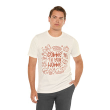 Load image into Gallery viewer, Thanksgiving Feast Short Sleeve Tee, Funny Thanksgiving Shirt, Gobble Til You Wobble Tee, Holiday Humor Tee, Family Dinner Clothing
