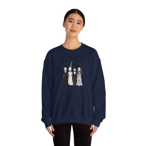 Spooky Sisterhood Sweatshirt, Cozy Halloween Crewneck, Unisex Witchy Apparel, Perfect for Autumn Gatherings, Gift for Friends