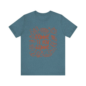 Thanksgiving Feast Short Sleeve Tee, Funny Thanksgiving Shirt, Gobble Til You Wobble Tee, Holiday Humor Tee, Family Dinner Clothing