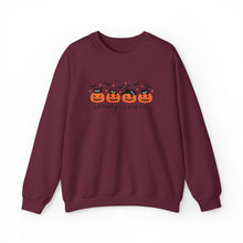 Load image into Gallery viewer, Spooky Season Sweatshirt, Cozy Fall Crewneck, Halloween Sweatshirt, Cat &amp; Pumpkin Sweater, Unisex Halloween Apparel