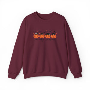 Spooky Season Sweatshirt, Cozy Fall Crewneck, Halloween Sweatshirt, Cat & Pumpkin Sweater, Unisex Halloween Apparel