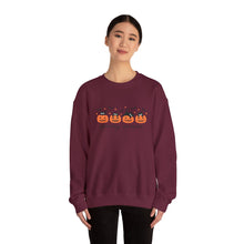 Load image into Gallery viewer, Spooky Season Sweatshirt, Cozy Fall Crewneck, Halloween Sweatshirt, Cat &amp; Pumpkin Sweater, Unisex Halloween Apparel