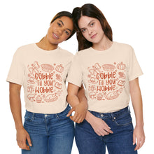 Load image into Gallery viewer, Thanksgiving Feast Short Sleeve Tee, Funny Thanksgiving Shirt, Gobble Til You Wobble Tee, Holiday Humor Tee, Family Dinner Clothing