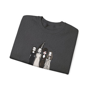 Spooky Sisterhood Sweatshirt, Cozy Halloween Crewneck, Unisex Witchy Apparel, Perfect for Autumn Gatherings, Gift for Friends