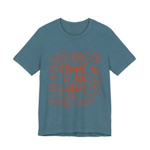 Thanksgiving Feast Short Sleeve Tee, Funny Thanksgiving Shirt, Gobble Til You Wobble Tee, Holiday Humor Tee, Family Dinner Clothing