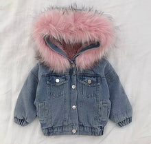 Load image into Gallery viewer, Denim Faux Fur Jacket