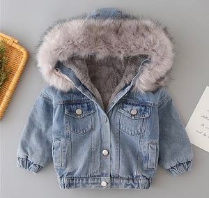 Denim Faux Fur Jacket
